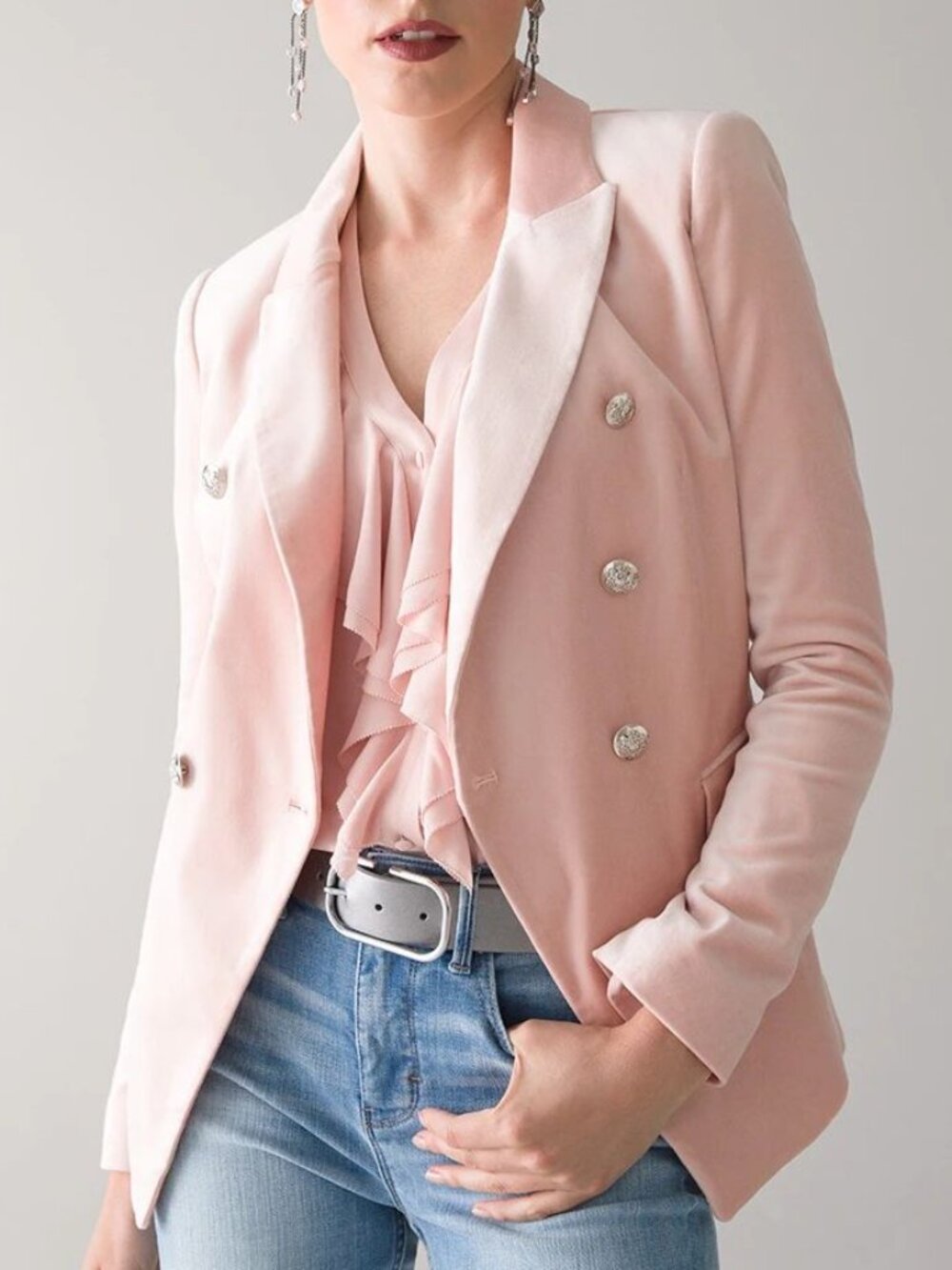 WHBM Velvet Studio Blazer Blush Sz 2